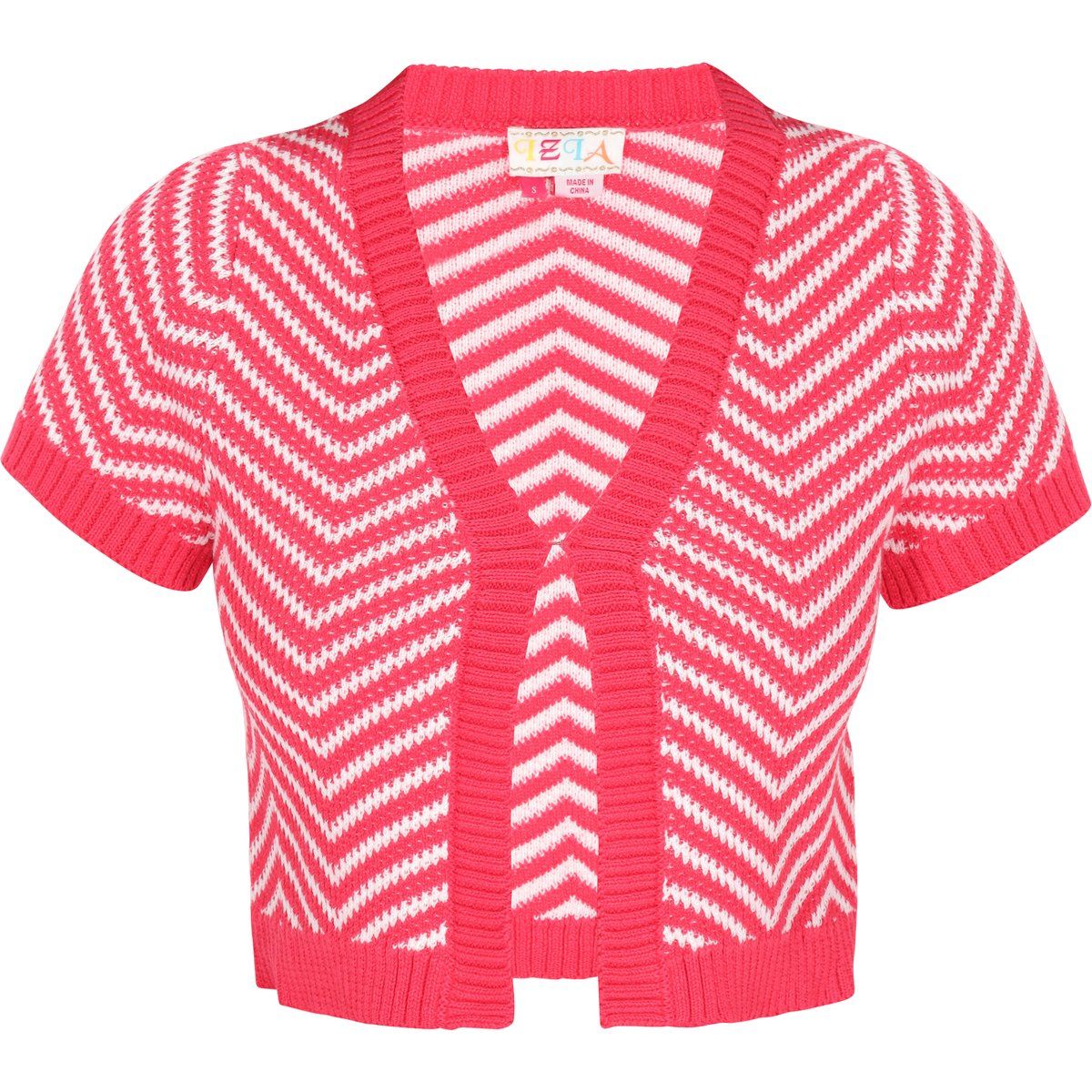 Kurzärmliger Cardigan mit Zickzackmuster