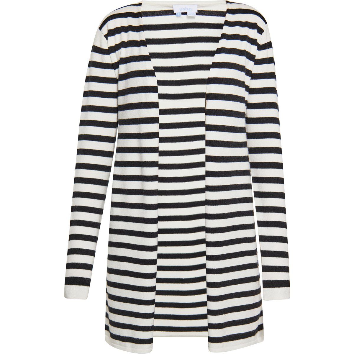 Gestreifte Strickjacke mit offener Vorderseite
