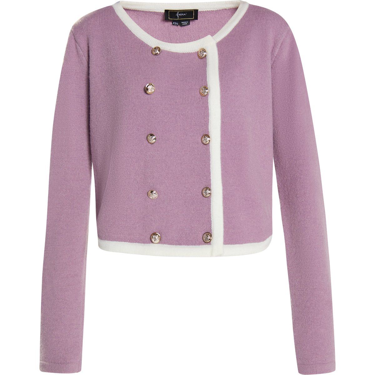Kurze zweireihige Strickjacke mit Blende