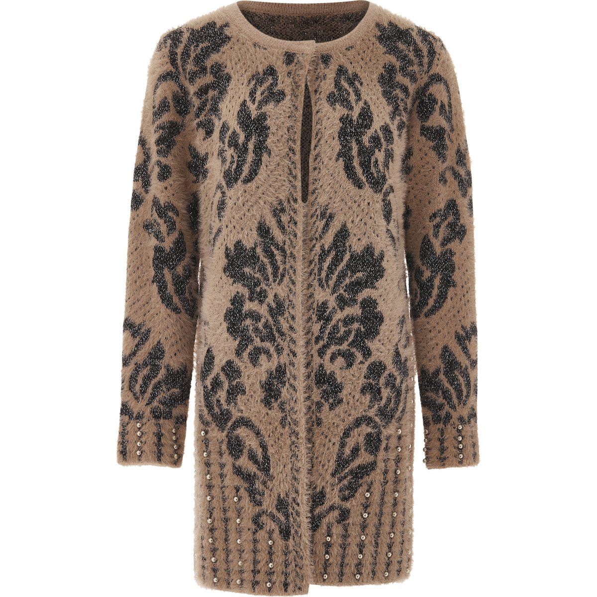 Faina Strickjacke Damen Dunkelrosa Schwarz