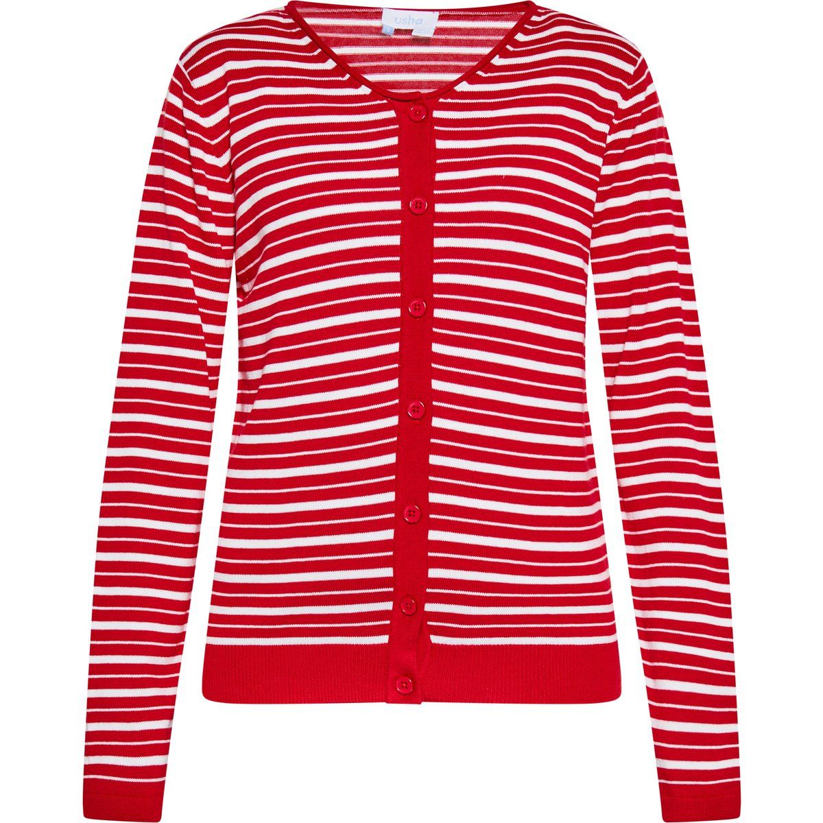 Gestreifte Strickjacke mit Knopfverschluss