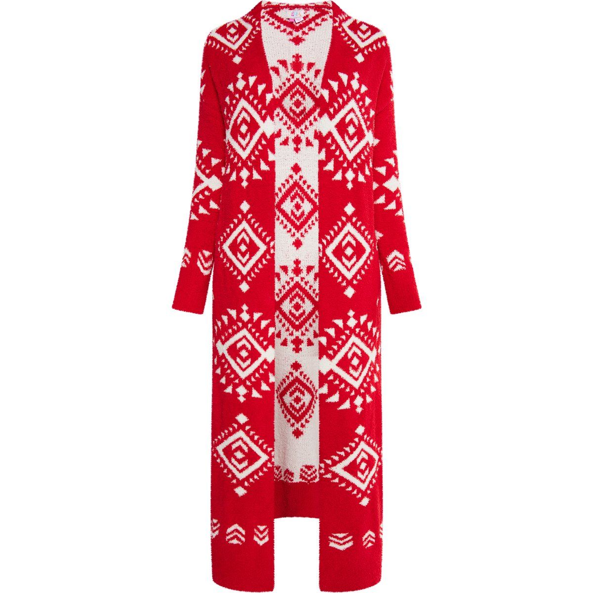 IZIA Langer Cardigan Damen rot weiss