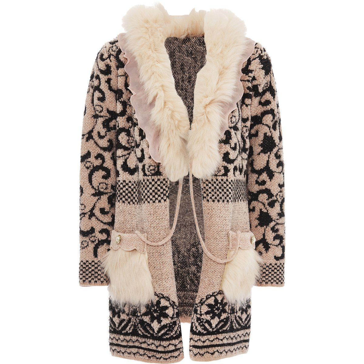 Faina Strickjacke Damen rosa schwarz