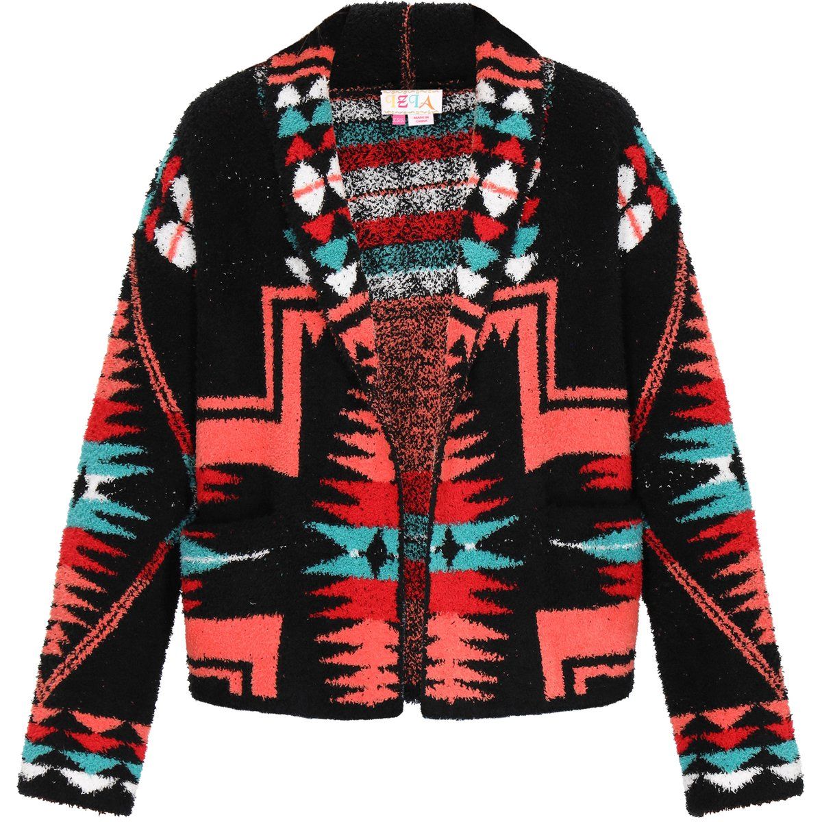 IZIA Strickjacke Frauen schwarz mehrfarbig
