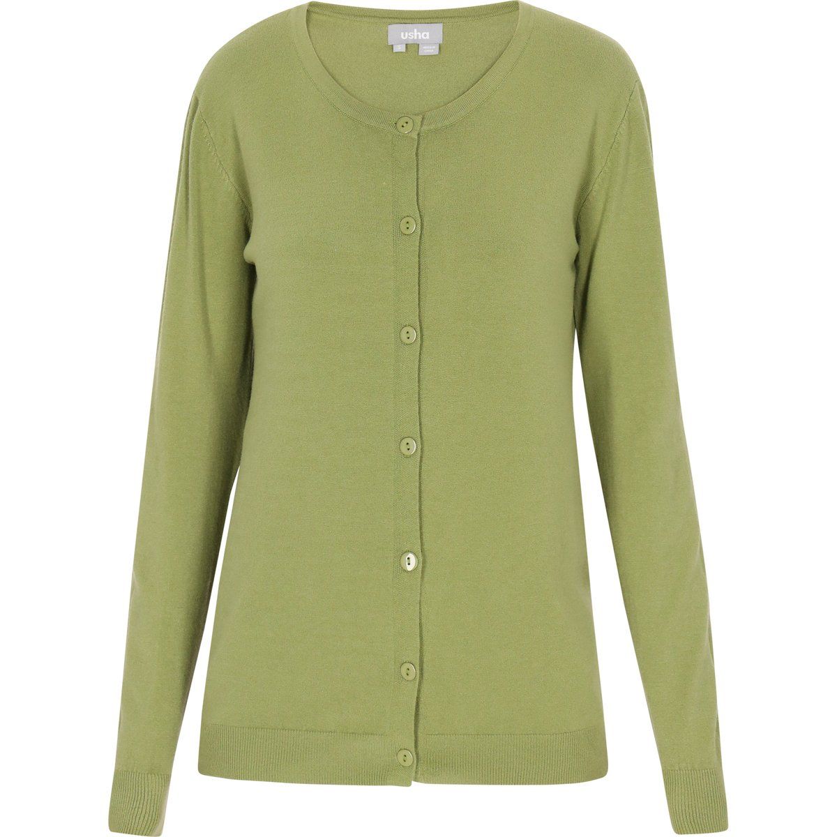 Klassische Strickjacke mit Rundhalsausschnitt und Knopfleiste