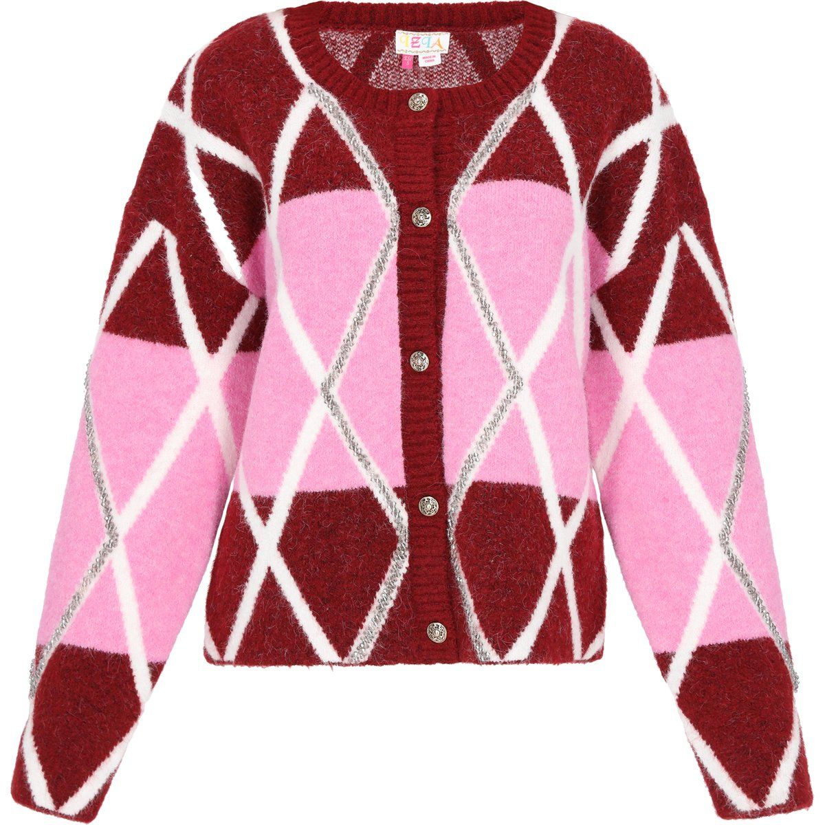 Strickjacke mit Rautenmuster