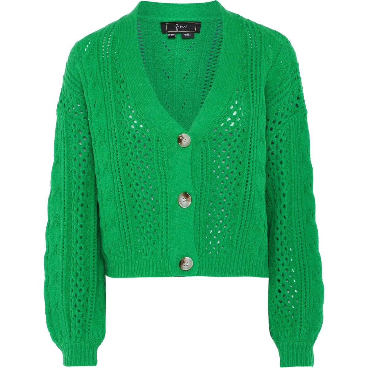 Kurze Strickjacke mit Zopfmuster