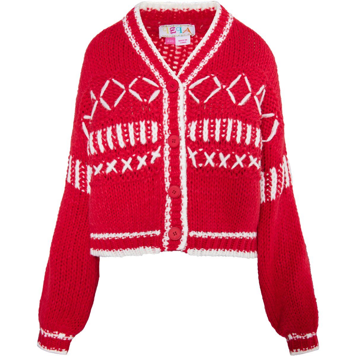 IZIA Strickjacke Damen rot weiss
