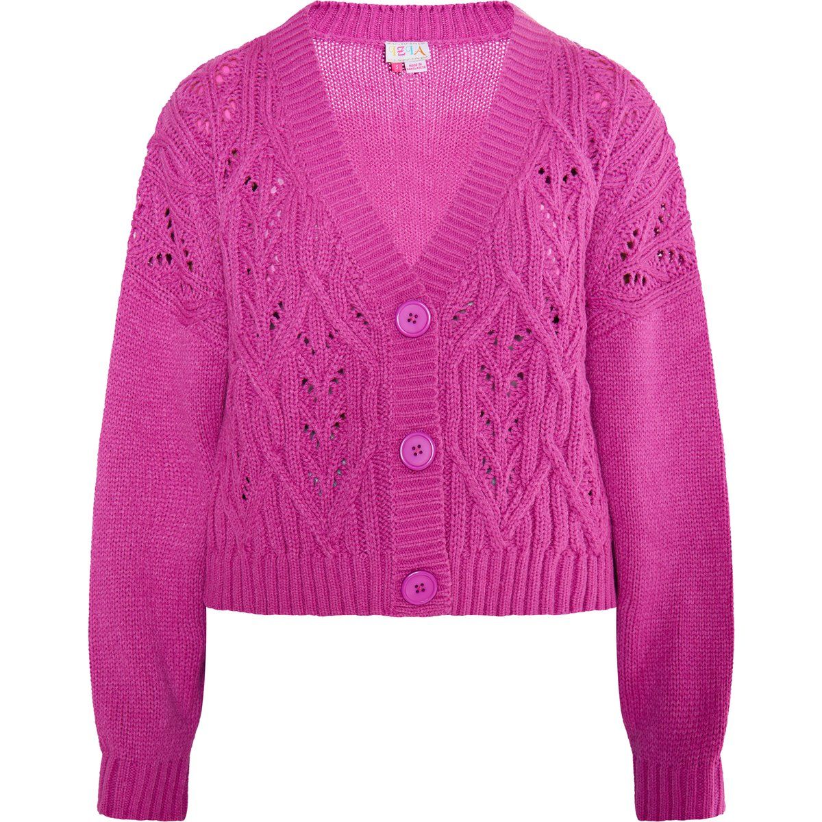 Kurze Zopfstrick-Strickjacke