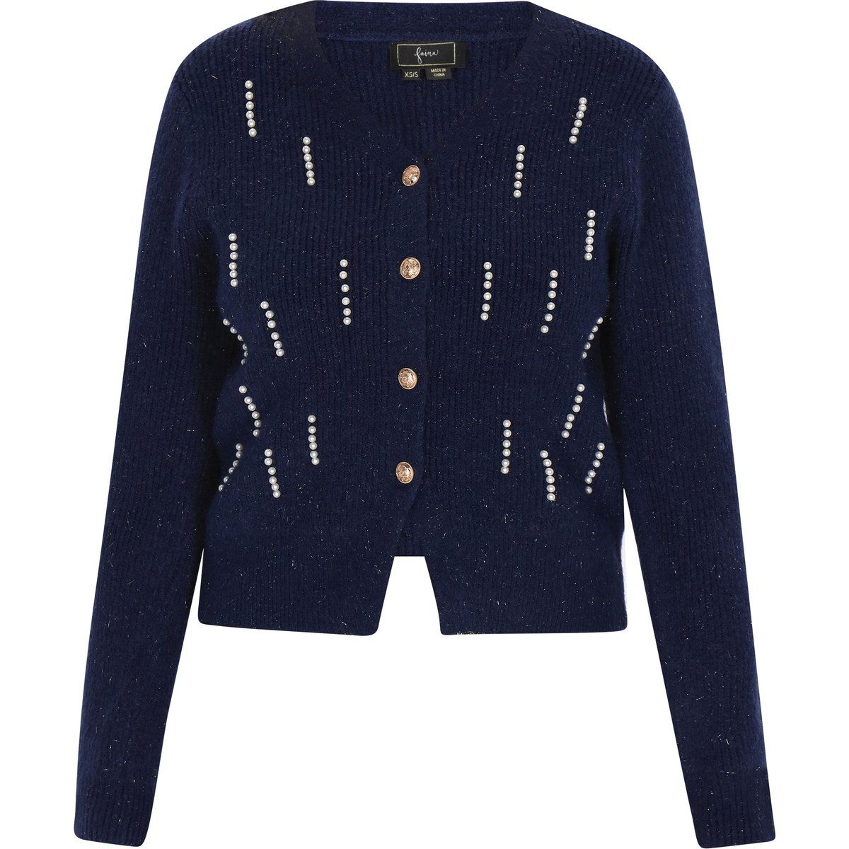 Verzierte Strickjacke mit runden Knöpfen