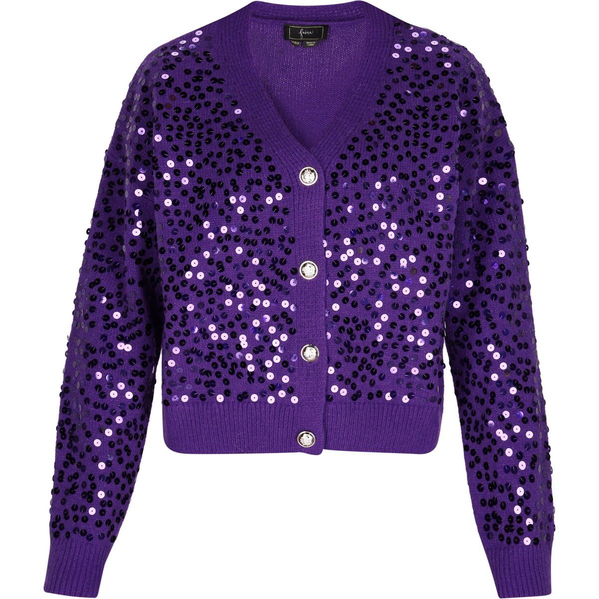 Strickjacke mit Paillettenbesatz