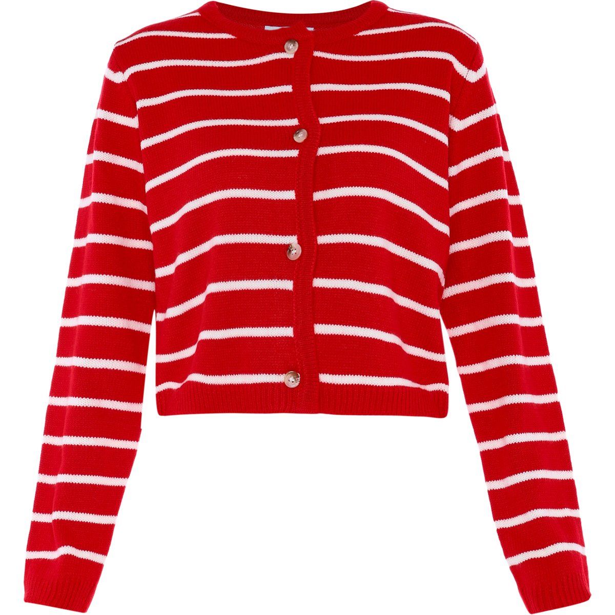 Gestreifte Strickjacke aus Baumwolle
