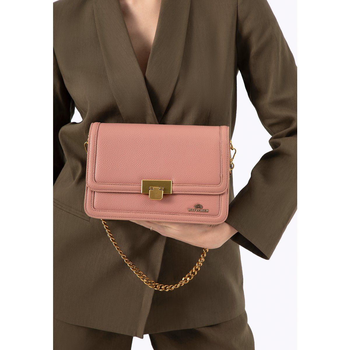 Elegante Leder-Umhängetasche mit Kette