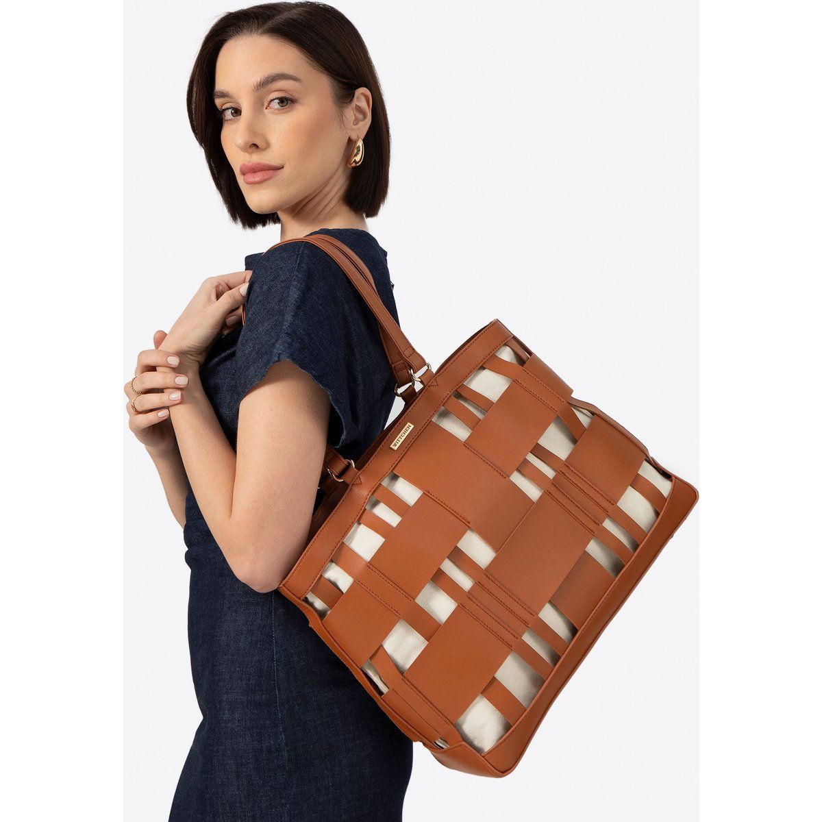 Gewebte Shopper-Tasche aus Kunstleder