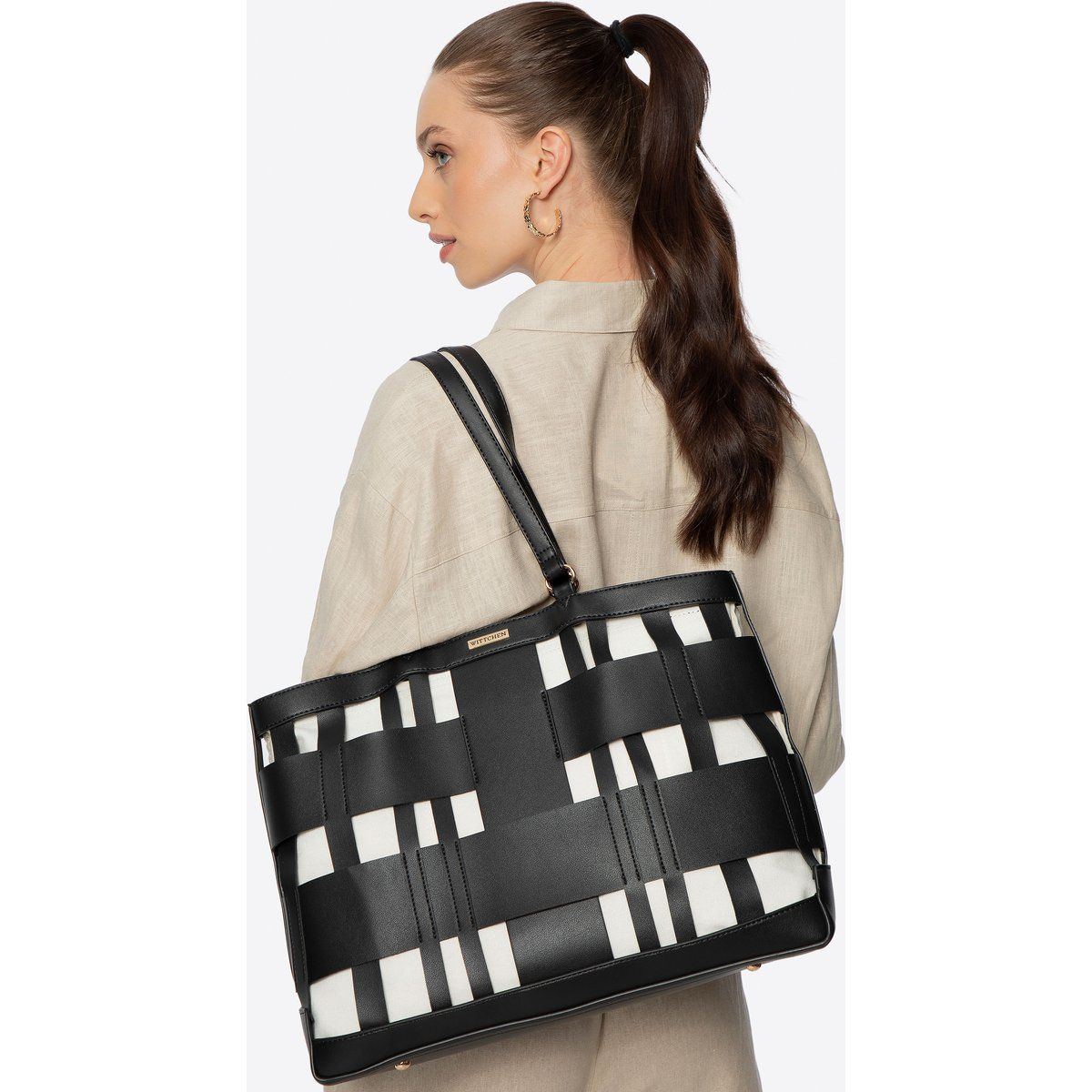 Gewebte Shopper-Tasche aus Kunstleder