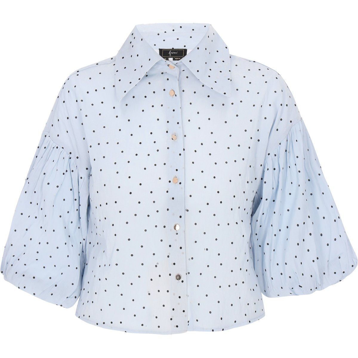 Gepunktete Bluse mit Ballonärmeln