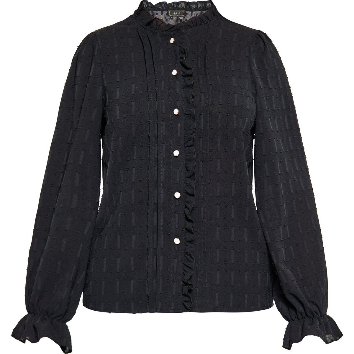 Langärmelige Rüschenbluse mit Knöpfen