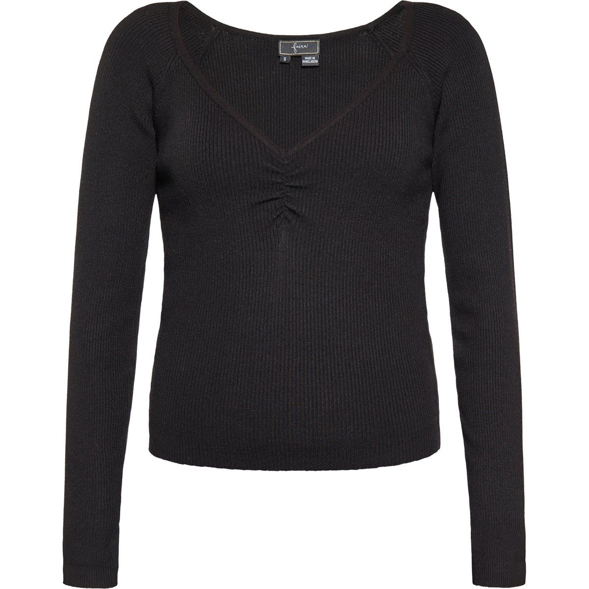 Elegantes geripptes Strickoberteil mit V-Ausschnitt