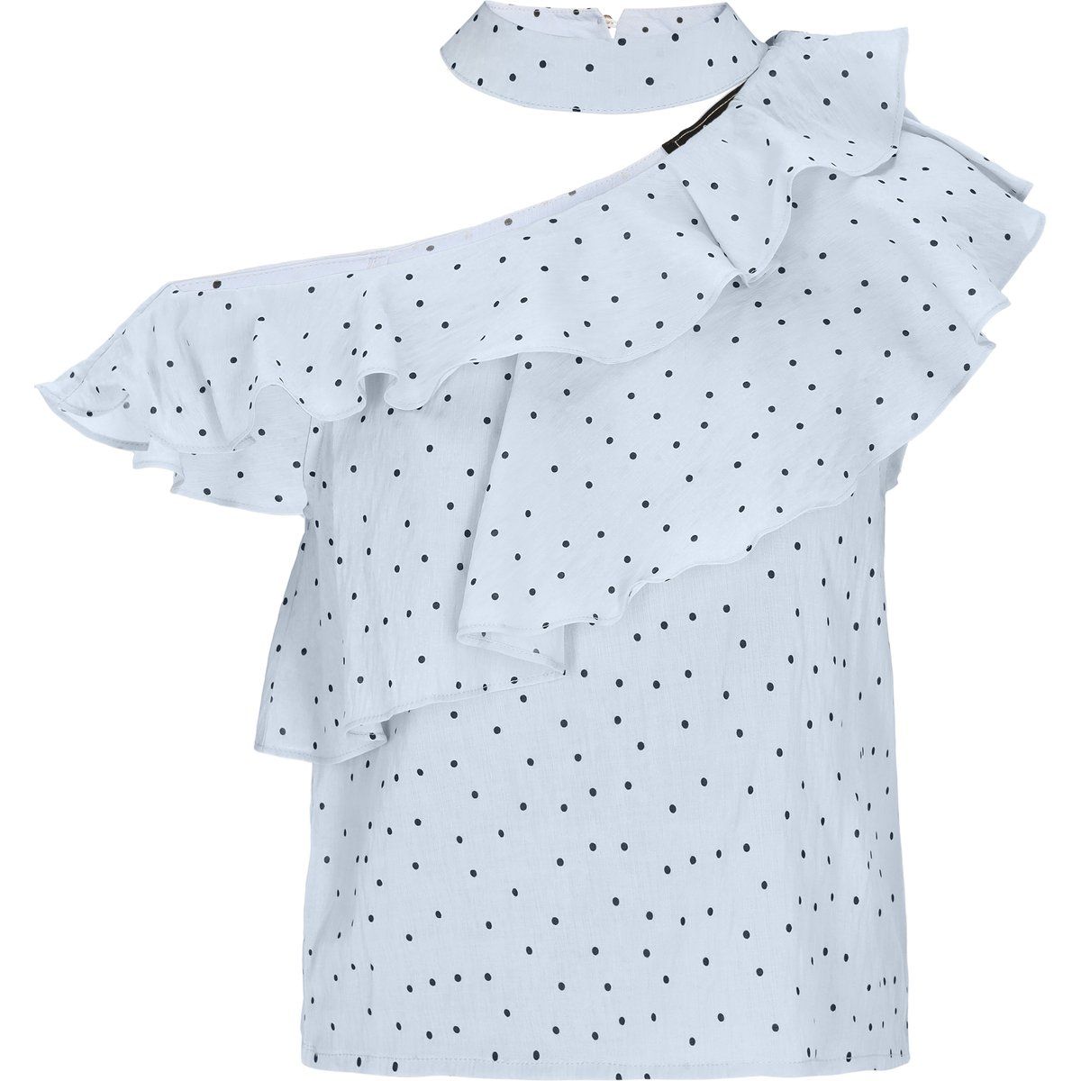 Einseitiges Rüschenoberteil mit Polka Dots