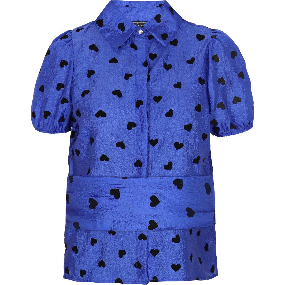 Bluse mit Puffärmeln und Herzmuster