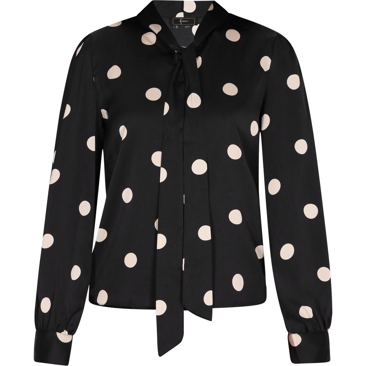 Gepunktete Bluse mit Bindekragen