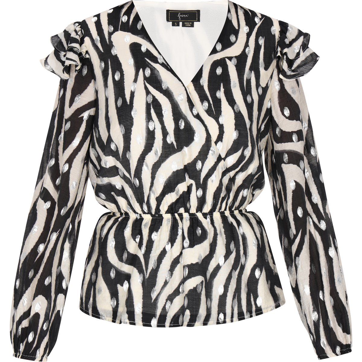 Zebra-Print Bluse mit Rüschen