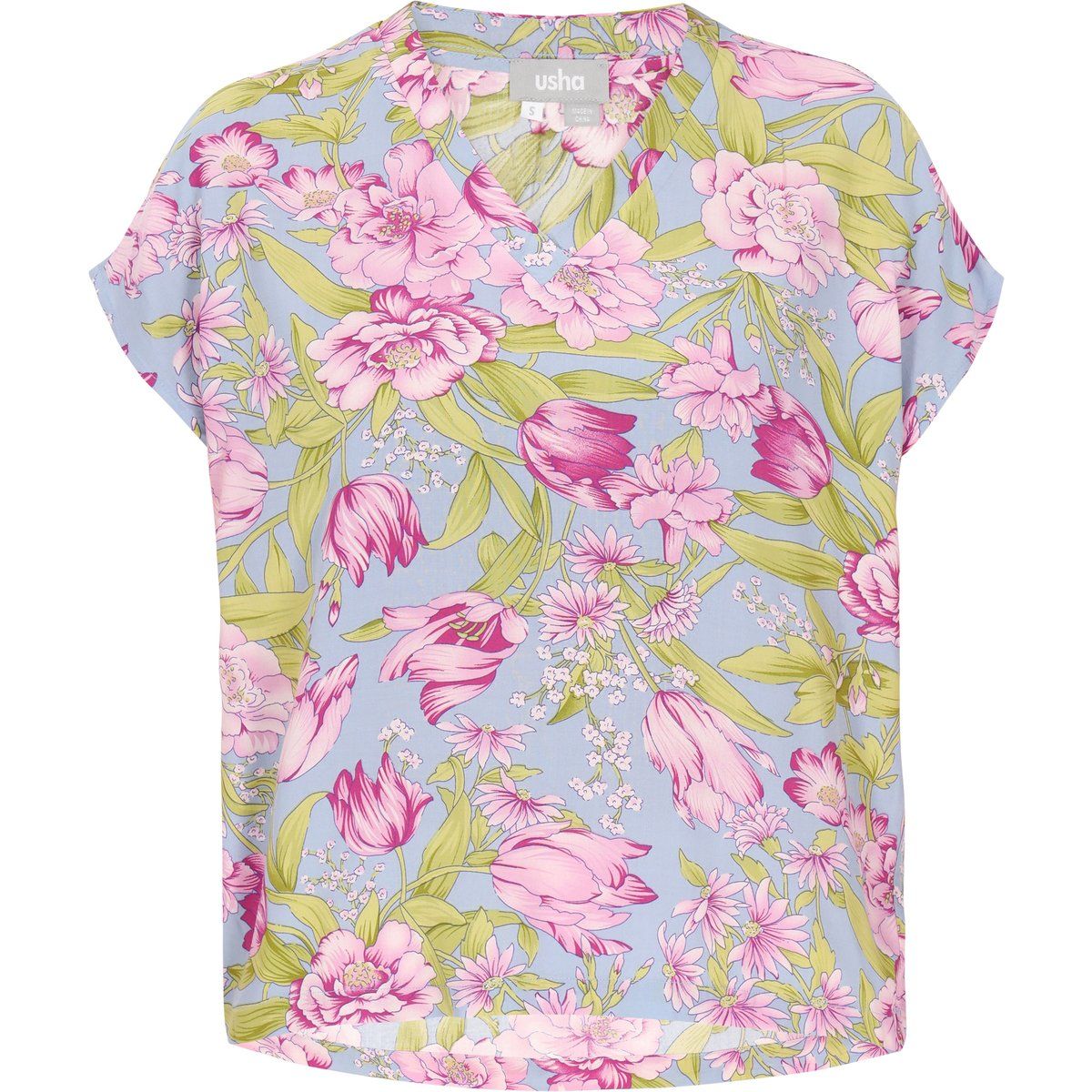 usha Bluse Frauen blau mehrfarbig