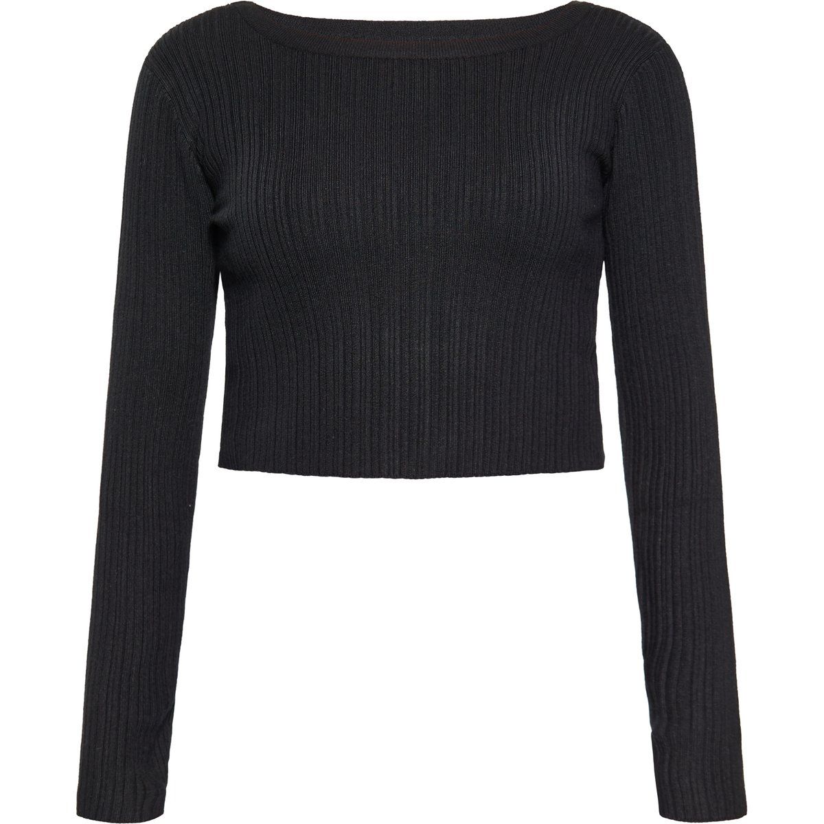 Geripptes, kurzes Langarmshirt
