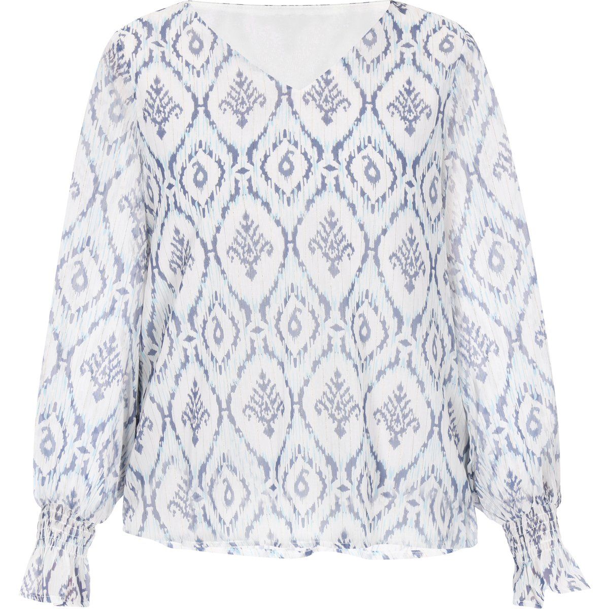 Elegante Chiffonbluse mit Muster und Ärmeln