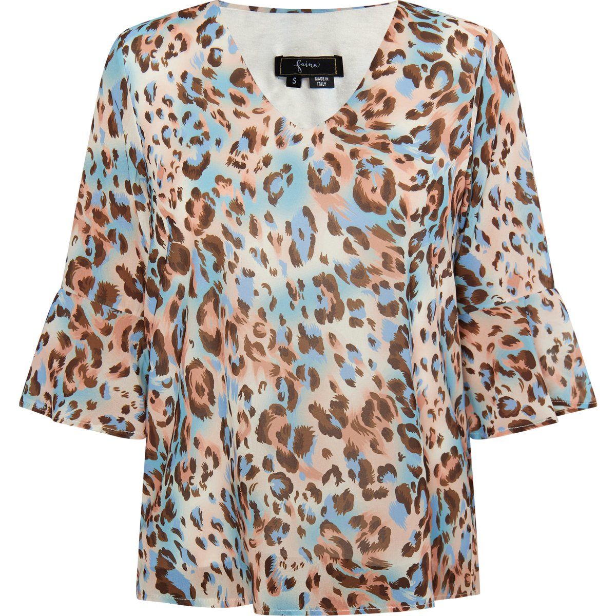 Bluse mit Leopardenmuster und V-Ausschnitt