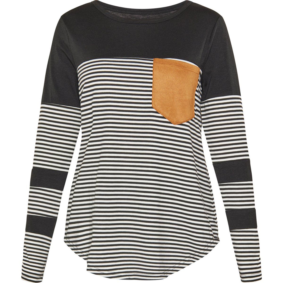Gestreiftes Langarmshirt mit Tasche