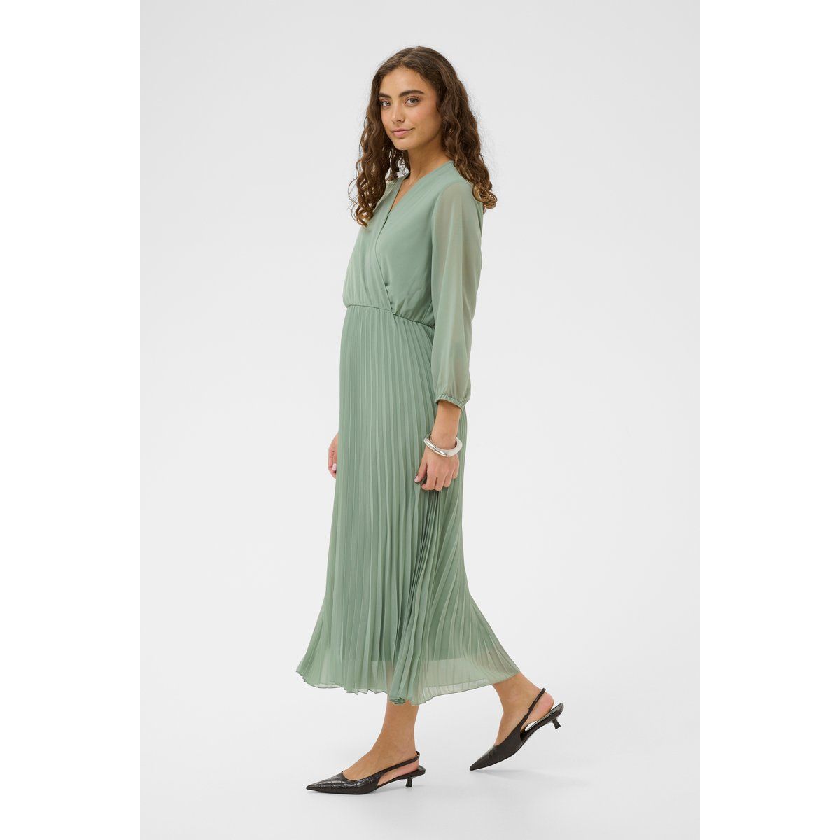Elegantes Plissee Chiffon Midikleid