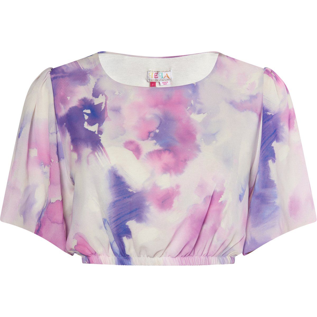 Kurze Bluse mit Batikmuster
