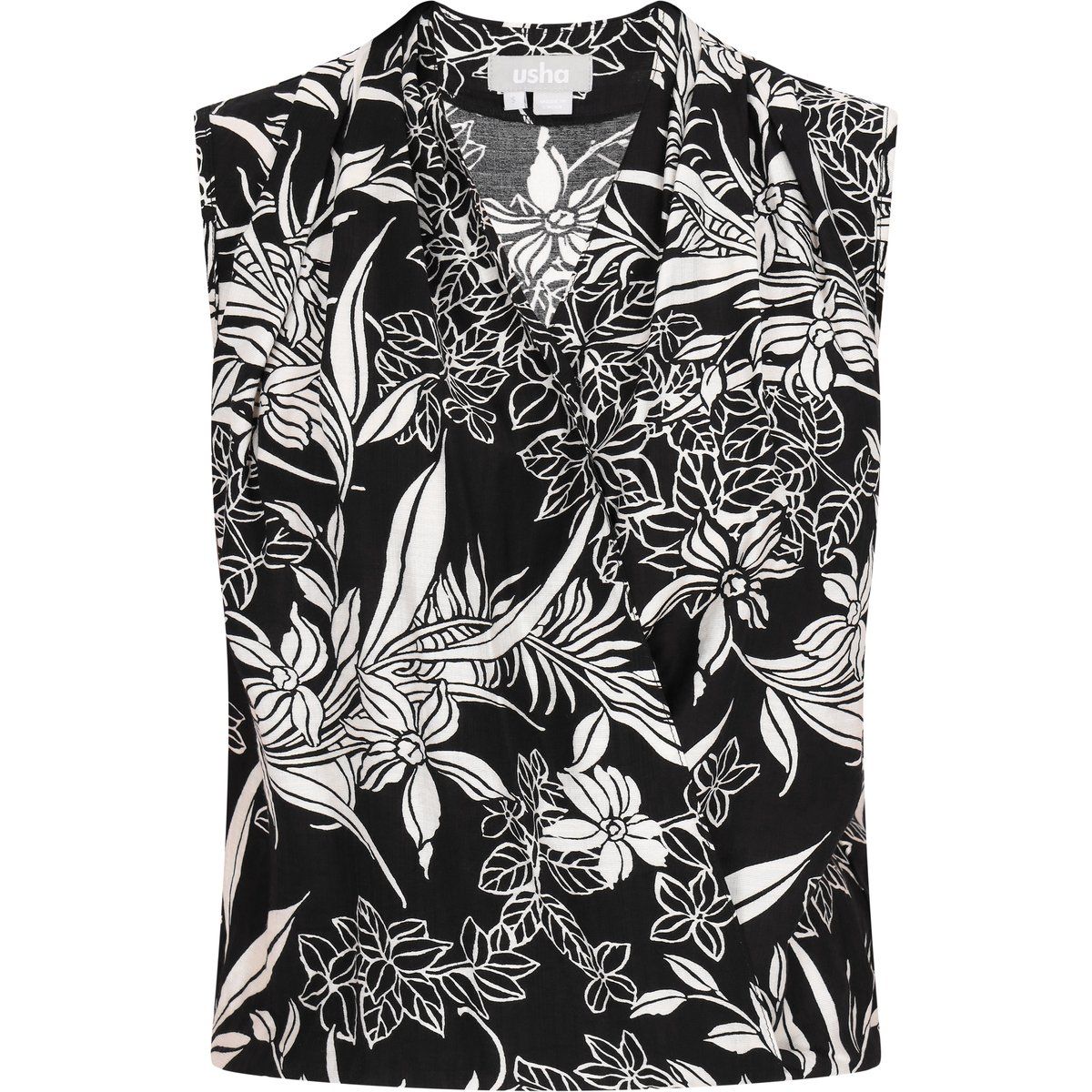 Ärmellose Bluse mit Blumendruck und V-Ausschnitt