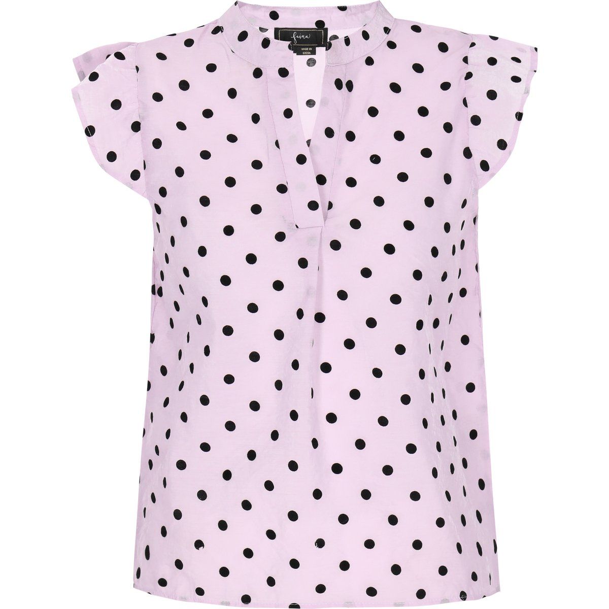 Gepunktete Bluse mit Flügelärmeln