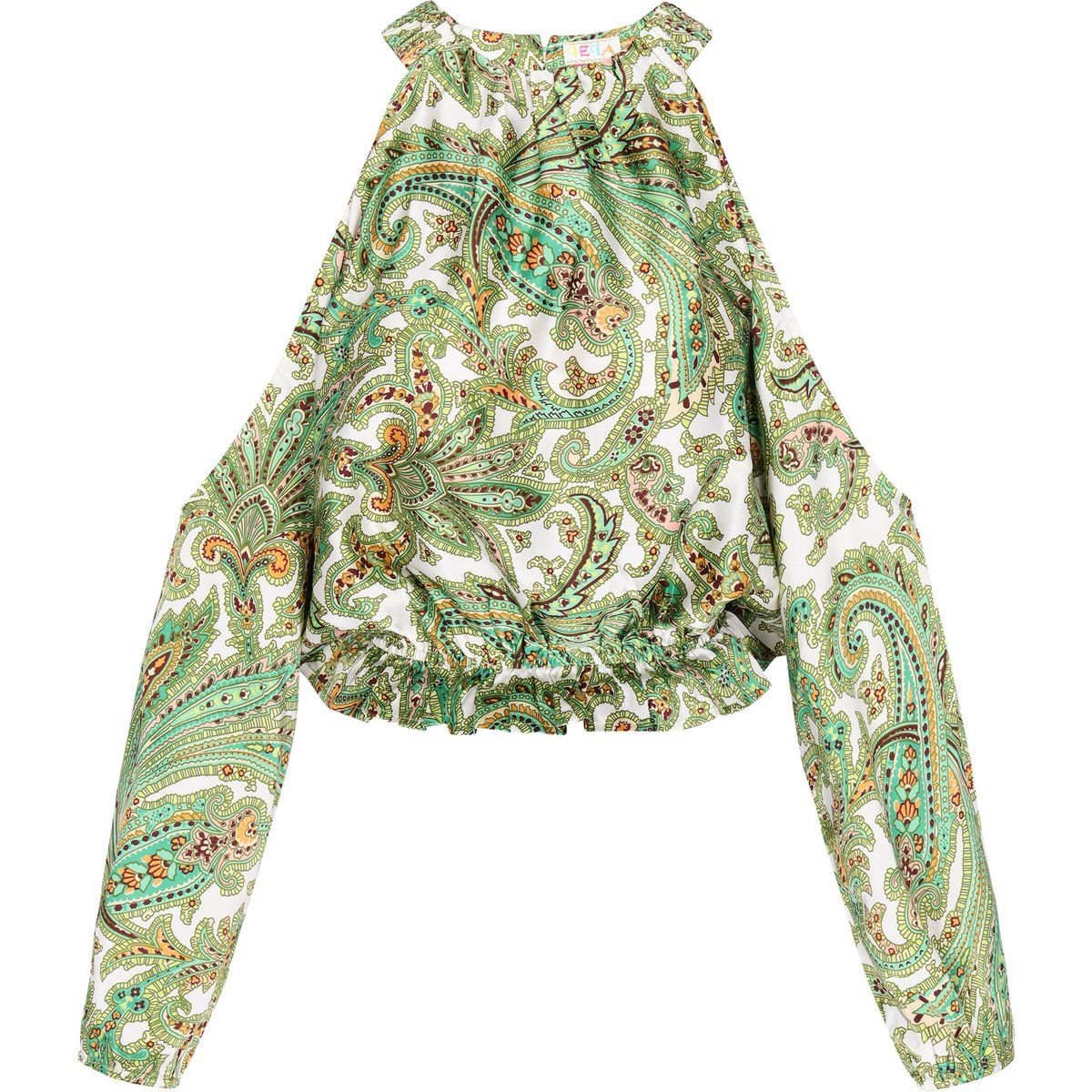 Bluse mit Paisley-Muster und Rüschenkragen