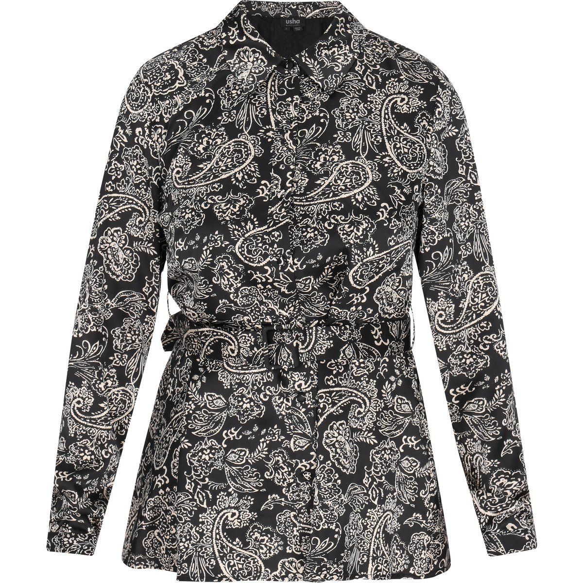 Bluse mit Paisley-Print und Bindegürtel