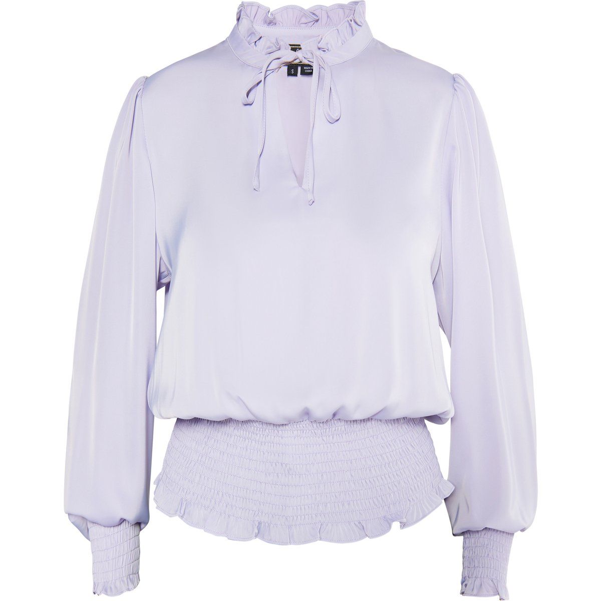 Elegante Satin Bluse mit Rüschenkragen