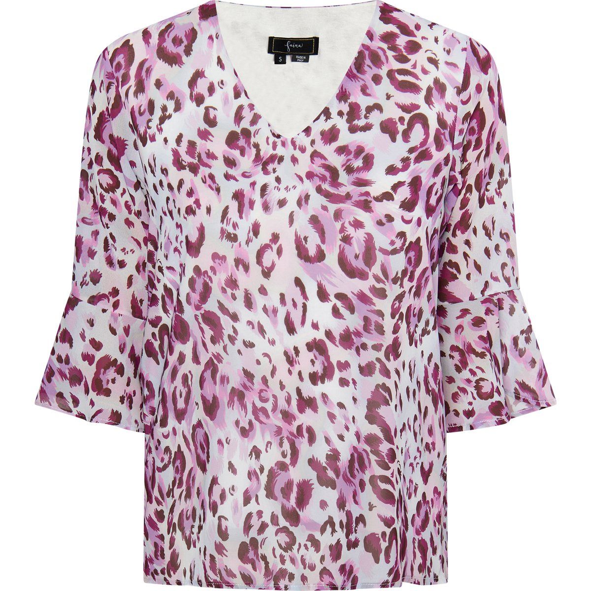 Bluse mit Leopardenmuster und Volantärmeln