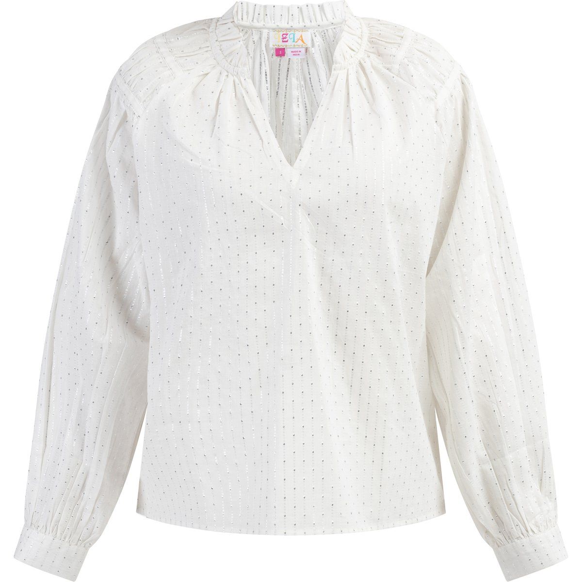 Damen Langarm Bluse mit Metallicpunkten