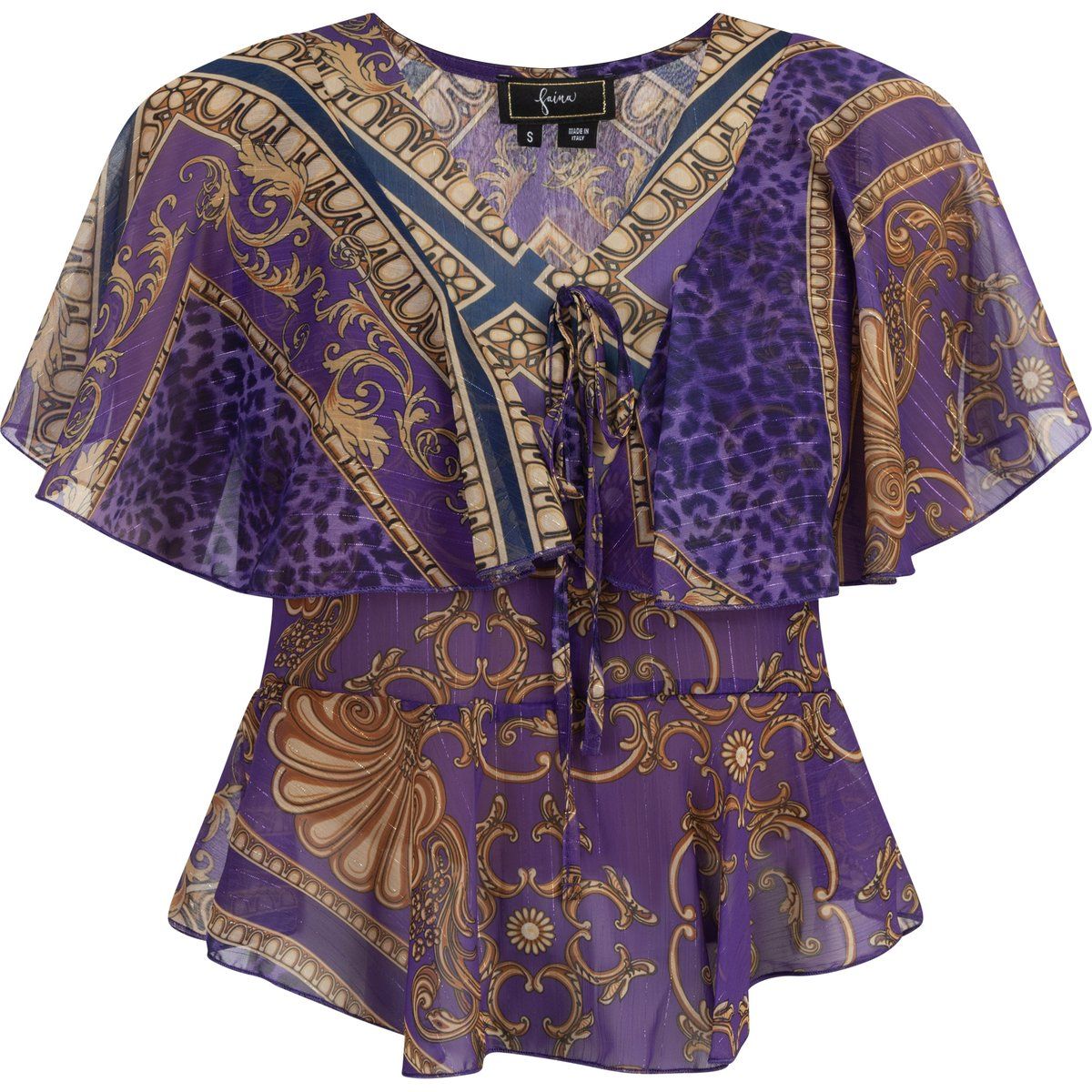 Renaissance-Print, transparent, Lagenbluse