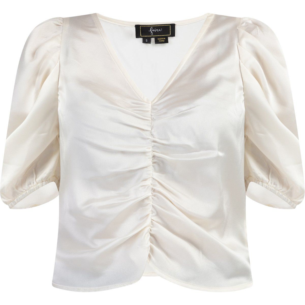 Faina Drapiertes Top Damen Wollweiß