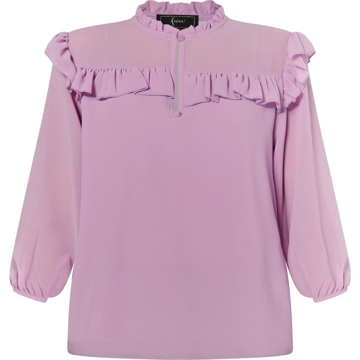 Bluse mit Rüschenkragen und transparentem Einsatz