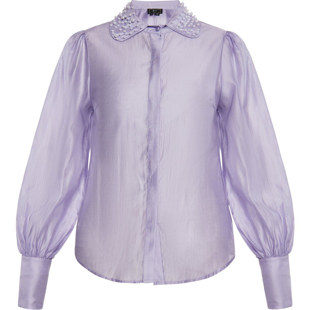 Chiffonbluse mit Perlenkragen und Puffärmeln