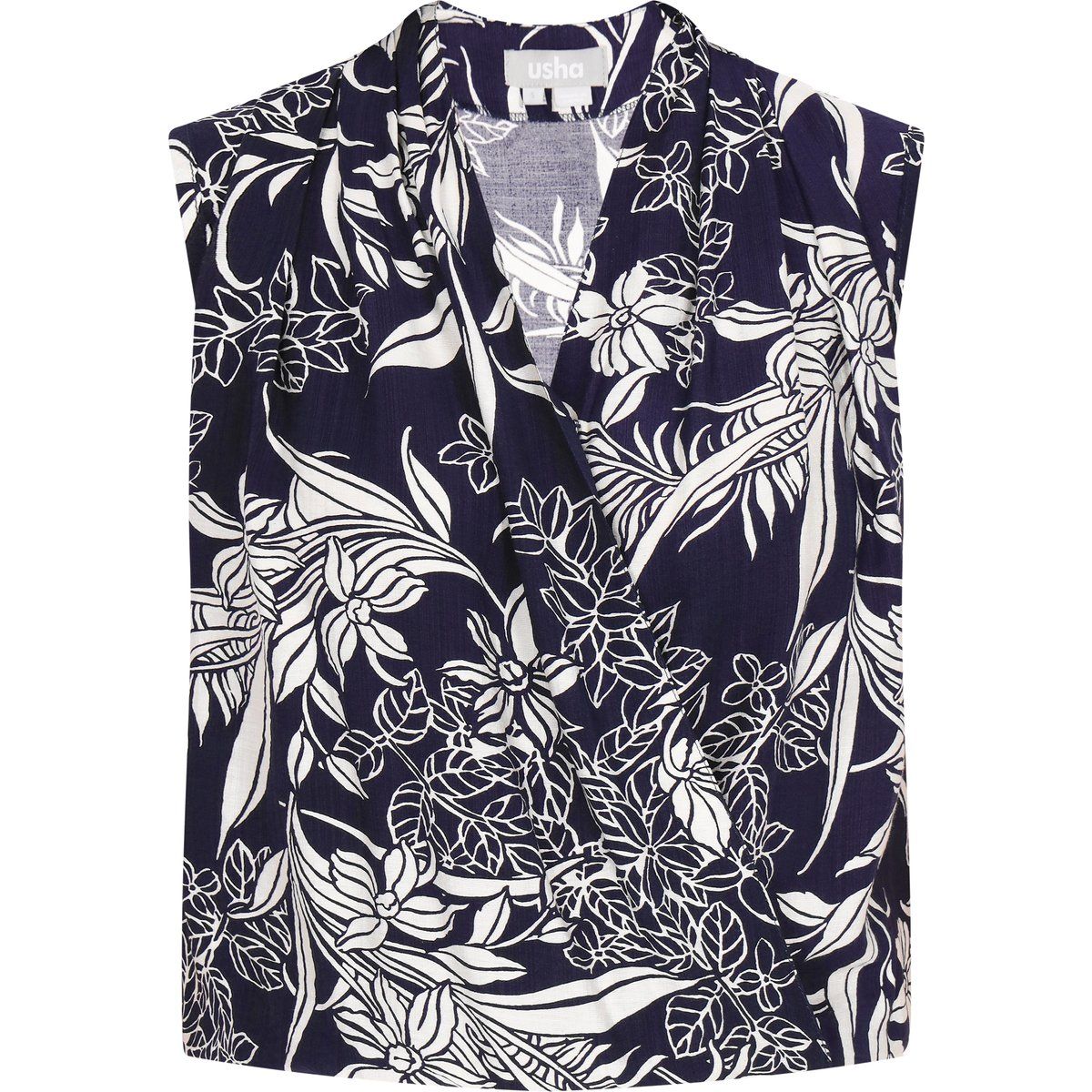 Ärmellose Wickelbluse mit Blumenprint