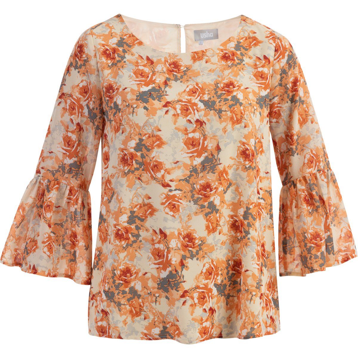 usha Bluse Damen Orange Hellgelb