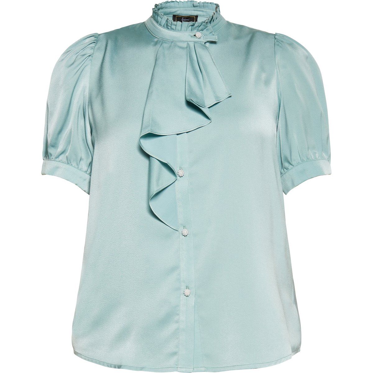 Rüschen Satin Bluse mit Puffärmeln