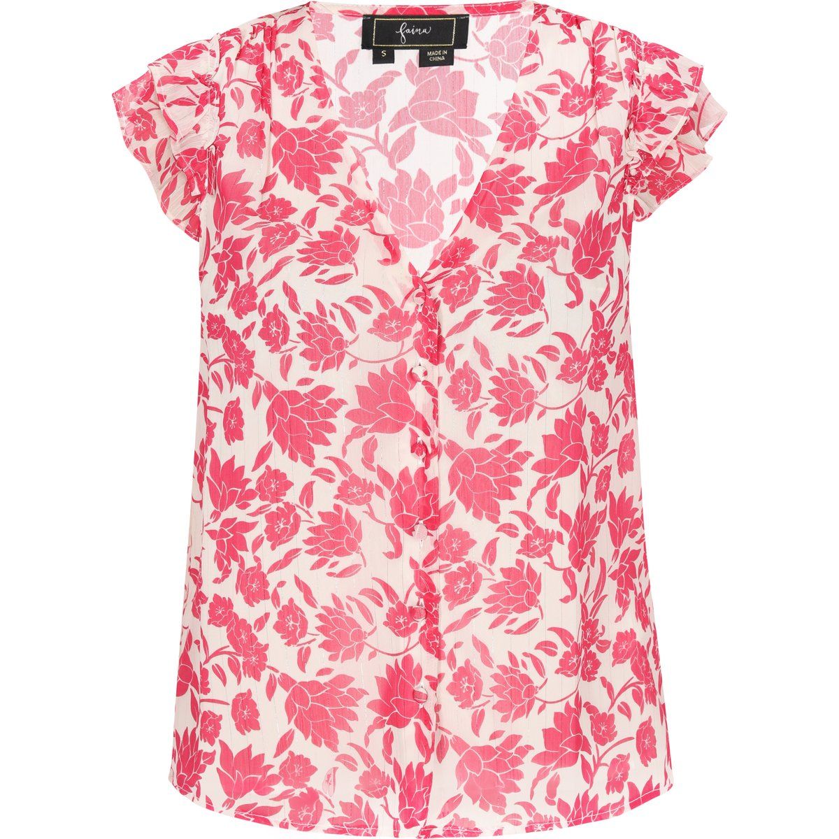 Geblümte Chiffonbluse mit Rüschen