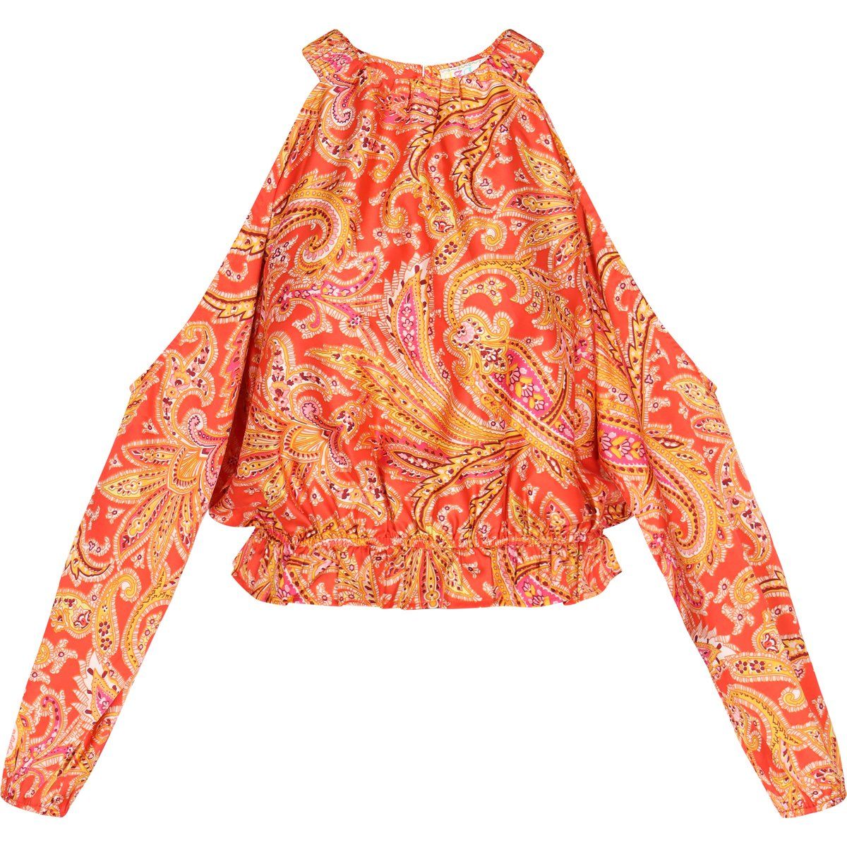 Paisley-Bluse mit Cut-Out-Ärmeln