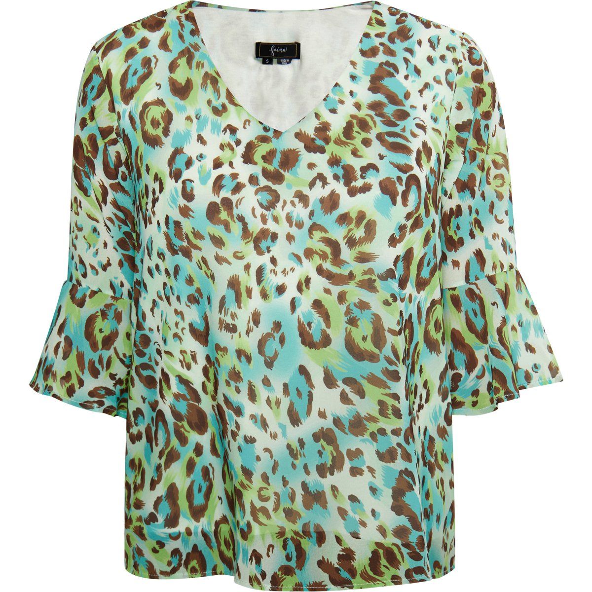 Leopardenmuster Bluse mit V-Ausschnitt